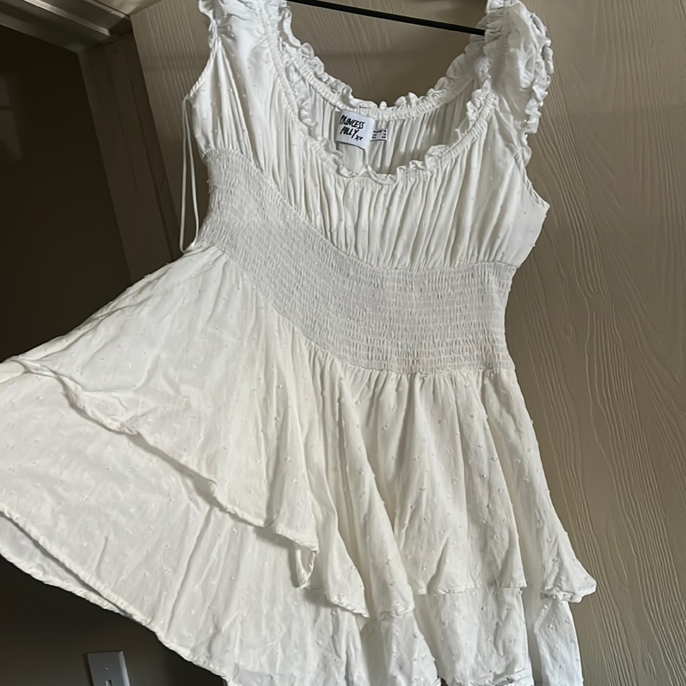 Princess Polly White Love Galore Short Sleeve Layered Playsuit Romper 12US